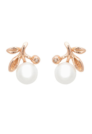 Rosebud Pearl Stud Earring Rosegold