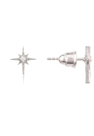 Mini Star Burst Small Stud Earrings Silver