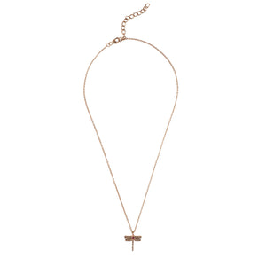 Diamond & Ruby Dragonfly Necklace Rosegold