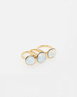 Izoa Triple Trouble Set of Three Ring Gold Opal