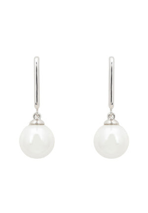 Square Hoop & Pearl Earring Silver