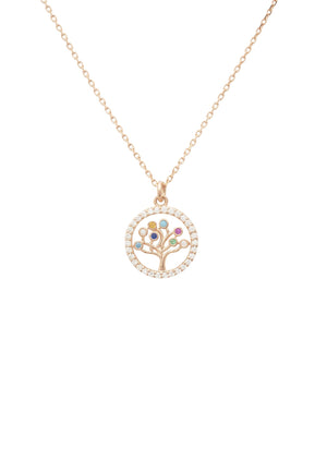 Tree of Life Chakra Pendant Necklace Rosegold