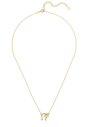 Horseshoe and Shamrock Necklace Gold