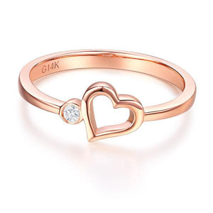 14K Rose Gold Wedding Band Anniversary Heart Bridal Ring 0.02 Ct Diamond MKR7122