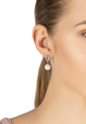 Halo Pearl Drop Earring Silver