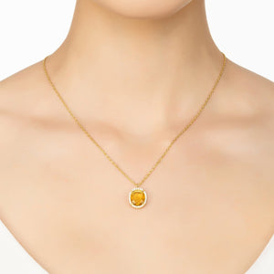Beatrice Oval Gemstone Pendant Necklace Gold Citrine Hydro
