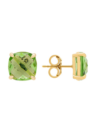 Empress Gemstone Stud Earrings Gold Peridot