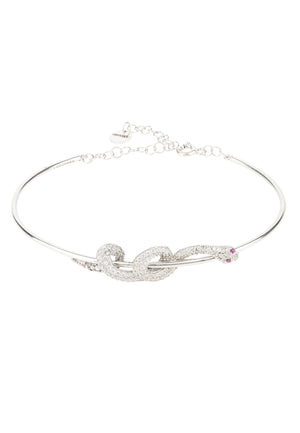 Cleopatra Serpent Snake Bangle Bracelet Silver