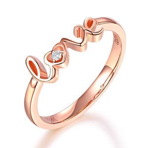 14K Rose Gold 585 Love Women Ring 0.01 Ct Diamond MKR7104