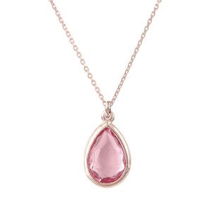 Pisa Mini Teardrop Necklace Rosegold Pink Tourmaline