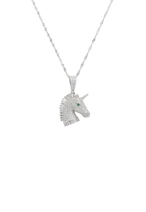 Unicorn Sparkling Pendant Necklace Silver