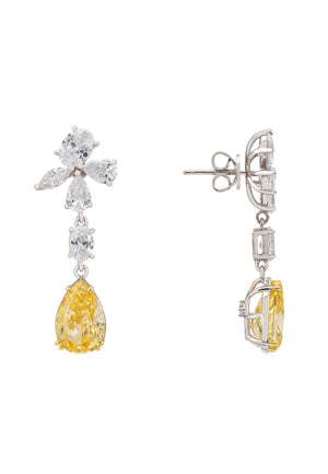 Isabella Drop Earrings Silver Citrine