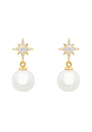 Polaris North Star Pearl Earring Gold