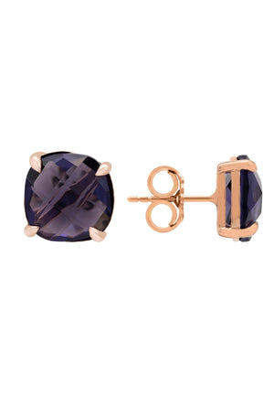 Empress Gemstone Stud Earrings Rosegold Amethyst