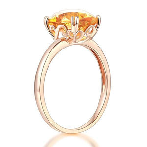 14K Rose Gold Wedding Promise Anniversary Engagement Ring Yellow Citrine MKR7094