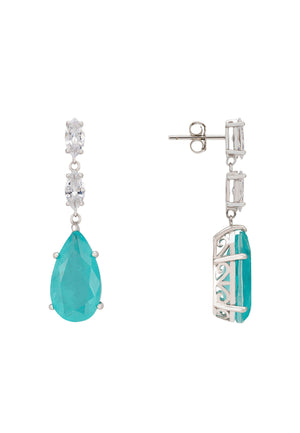 Grace Teardrop Gemstone Earrings Silver Paraiba Tourmaline