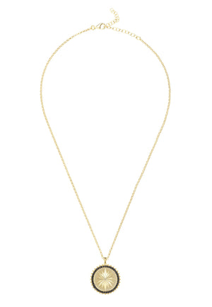 Reversible Moral Compass Starburst Pendant Necklace Gold