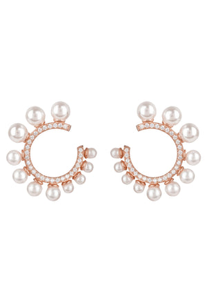 Pearl Sweeping Hoop Earring Rosegold