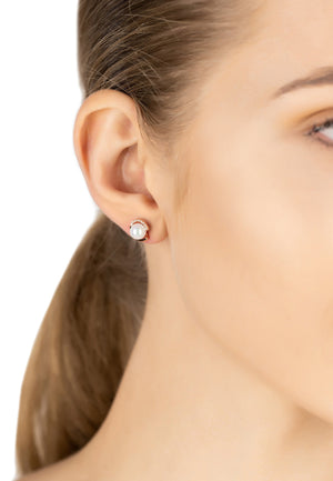 Pearl Halo Stud Earring Rosegold