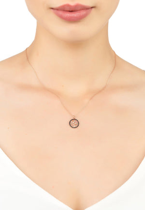 Tree of Life Chakra Pendant Necklace Black Rosegold