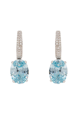 Alexandra Oval Drop Earrings Silver Blue Topaz