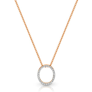 9K W/Y/R Gold Open Pval Pave Set Diamond Pendant