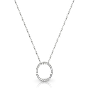 9K W/Y/R Gold Open Pval Pave Set Diamond Pendant