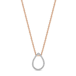 9K W/Y/R Gold Open Tear Drop Diamond Pendant