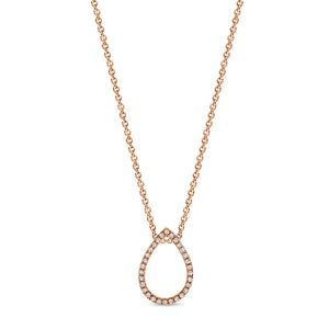 9K W/Y/R Gold Open Tear Drop Diamond Pendant