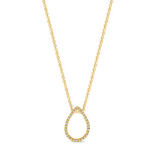 9K W/Y/R Gold Open Tear Drop Diamond Pendant