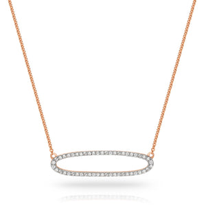 9K Gold Diamond Open Oval Pendant Necklace