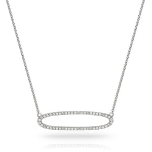 9K Gold Diamond Open Oval Pendant Necklace