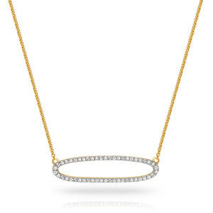 9K Gold Diamond Open Oval Pendant Necklace