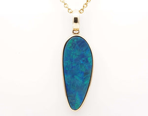 14CT Yellow Gold Doublet Opal Pendant