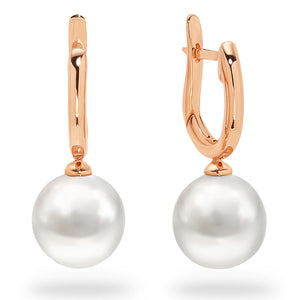 18k W/Y/R 9-10mm Sea Pearl Drop Earrings