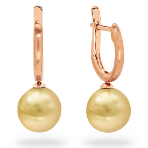 18K 9-10mm Gold South Sea Pearl Earrings