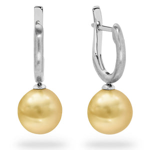 18K 9-10mm Gold South Sea Pearl Earrings