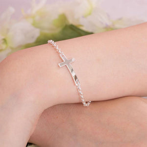 Solid 925 Sterling Silver Bracelet Cross Religious MXFB8007