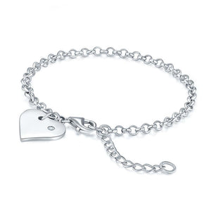 Solid 925 Sterling Silver Bracelet Dangle Heart MXFB8009