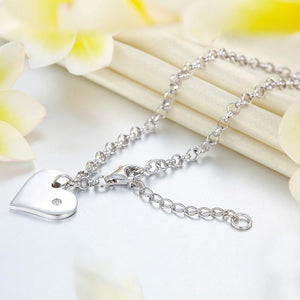 Solid 925 Sterling Silver Bracelet Dangle Heart MXFB8009