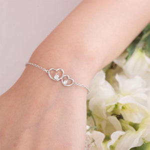 Solid 925 Sterling Silver Bracelet Double Heart MXFB8019