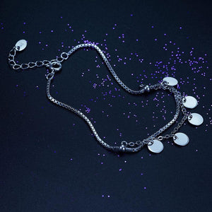 Solid 925 Sterling Silver Bracelet Dangle Circle MXFB8021