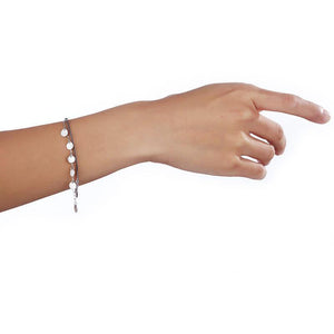 Solid 925 Sterling Silver Bracelet Dangle Circle MXFB8021