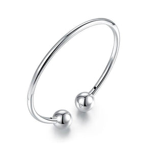 Solid 925 Sterling Silver Ball Cuff Bangle Birthday Gift Classic BG33