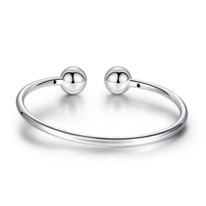 Solid 925 Sterling Silver Ball Cuff Bangle Birthday Gift Classic BG33