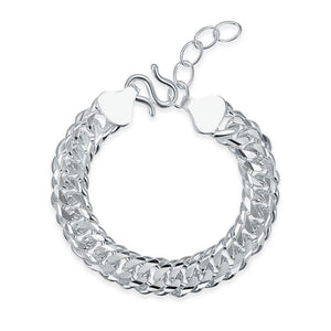 Men's Silver Bracelet Heavy 990 Pure Silver Cuban Link Chain Adjustable MXFB8099