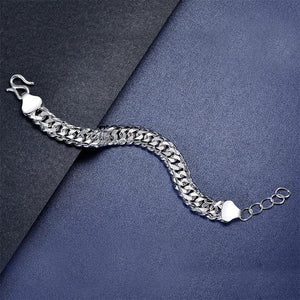 Men's Silver Bracelet Heavy 990 Pure Silver Cuban Link Chain Adjustable MXFB8099