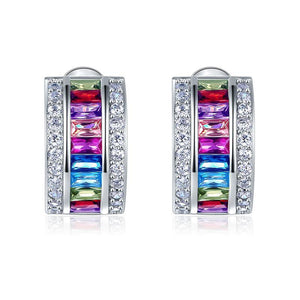 Muti-Color Stones 925 Sterling Silver Earrings Jewelry MXFE8131