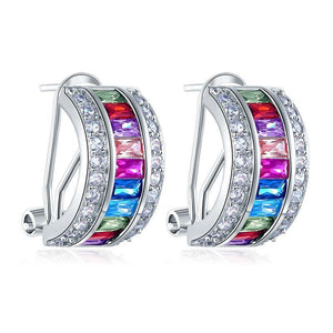 Muti-Color Stones 925 Sterling Silver Earrings Jewelry MXFE8131