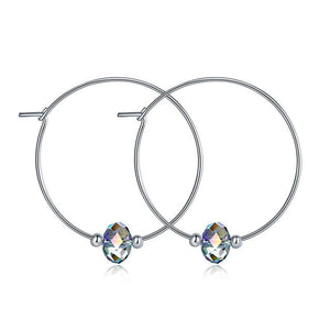 Austrian Crystal 925 Sterling Silver Hoop Earrings MXFE8136